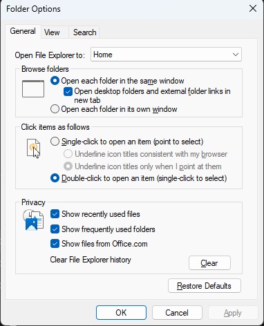 File Explorer smart tab behaviour