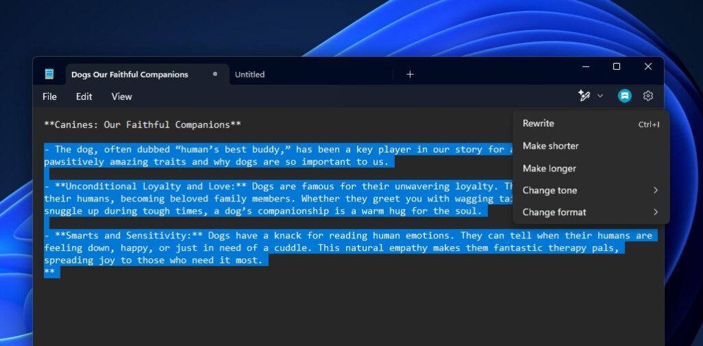 Hands on: ChatGPT AI rewrite integration in Windows 11 Notepad for free ...