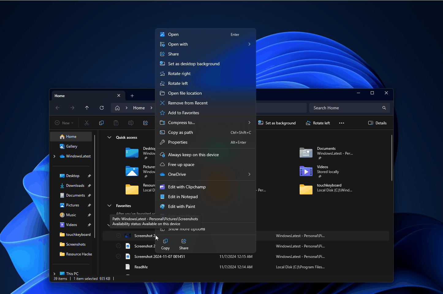 Windows 11 context menu clutter