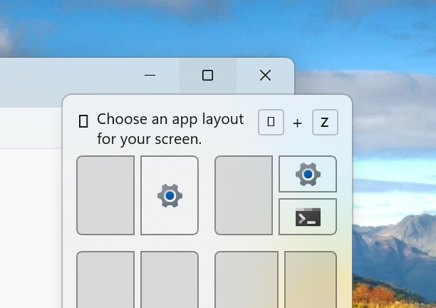 snap layouts labels in windows 11 beta