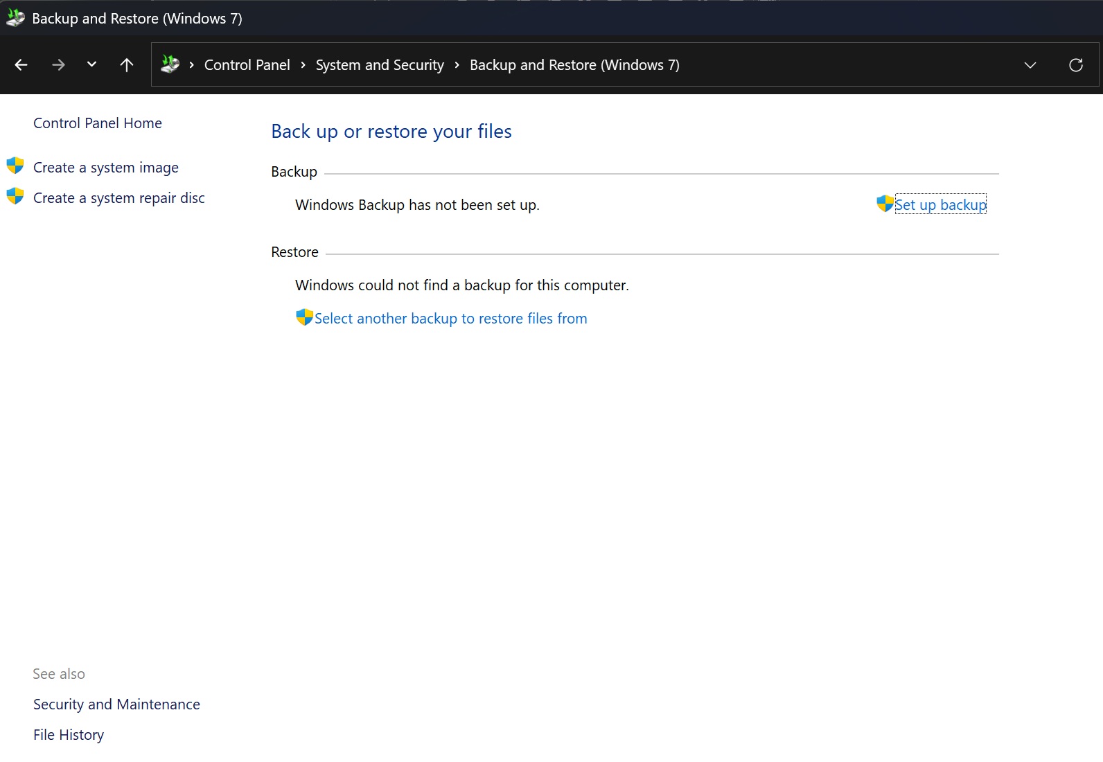 Backup and Restore Windows 7 edition