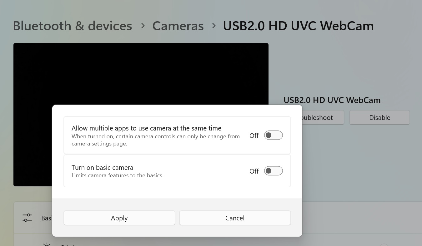 advanced camera options in Windows 11 24h2 insider dev