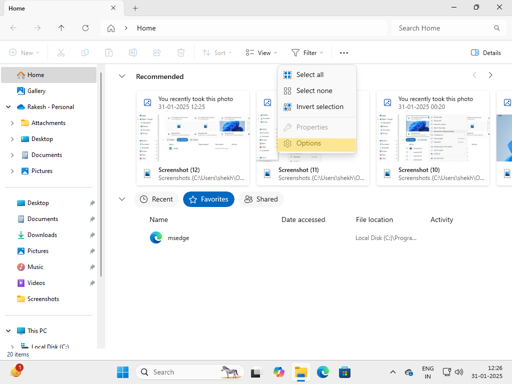 Recommended feed in File Explorer