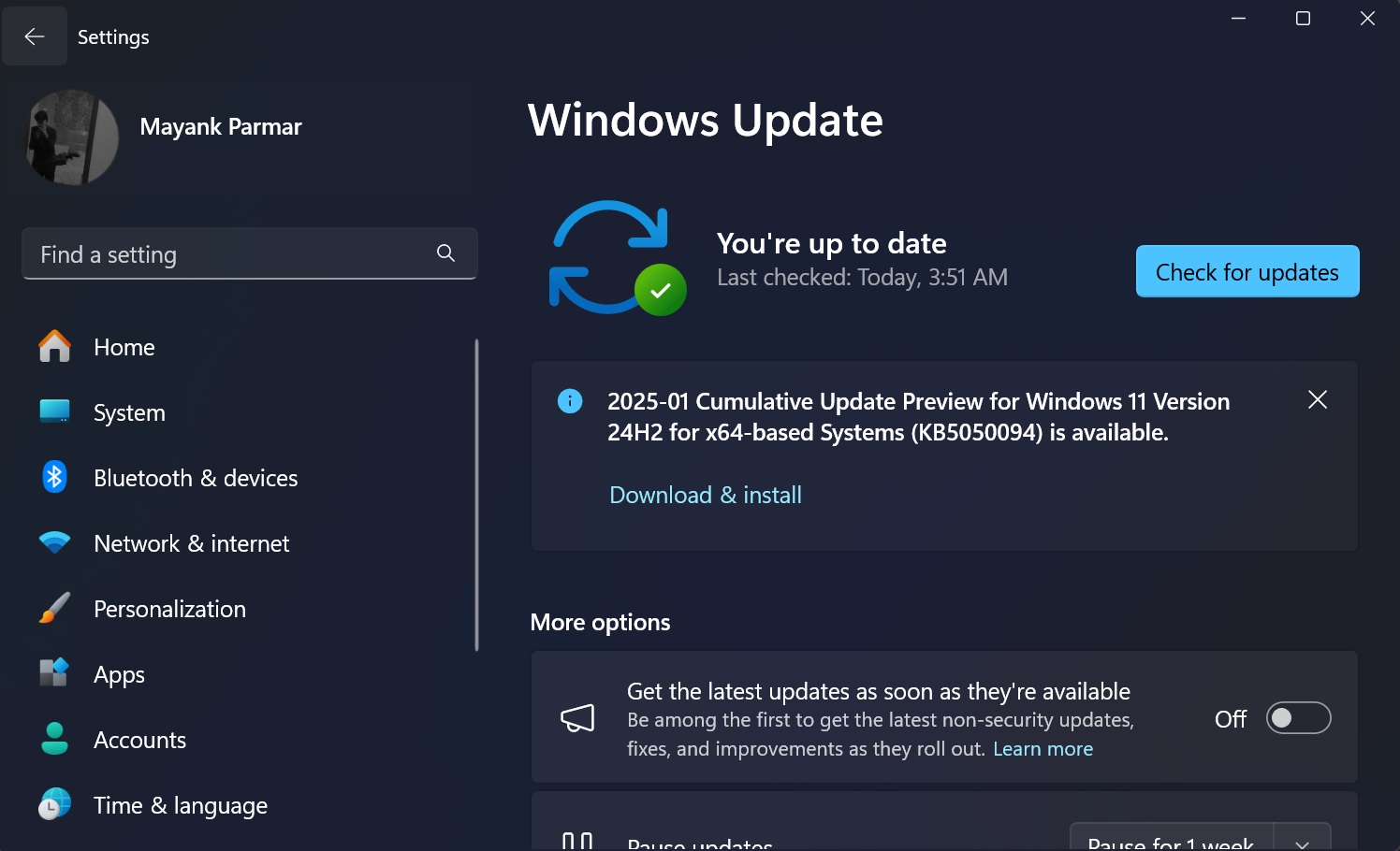 2025-01 Cumulative Update Preview for Windows 11 Version 24H2 for x64-based Systems (KB5050094)