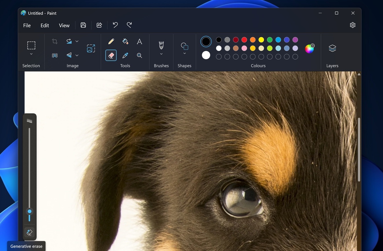 Generative Erase side panel in Microsoft Paint