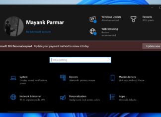Microsoft 365 alert in Windows 10