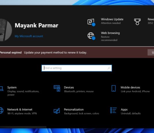 Microsoft 365 alert in Windows 10
