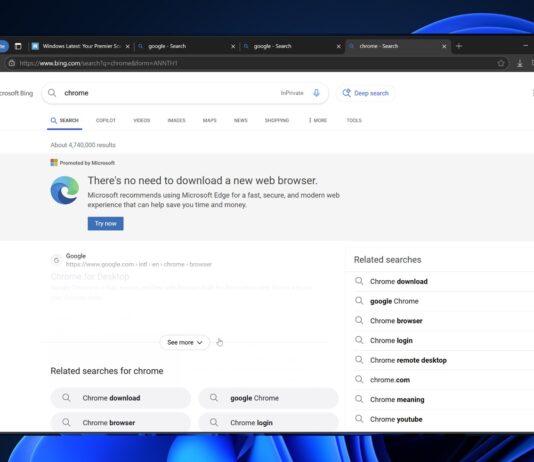 Microsoft Edge and Chrome pop-up