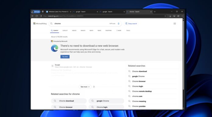 Microsoft Edge and Chrome pop-up