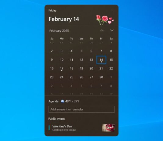 Windows 10 experiments with new calendar UI