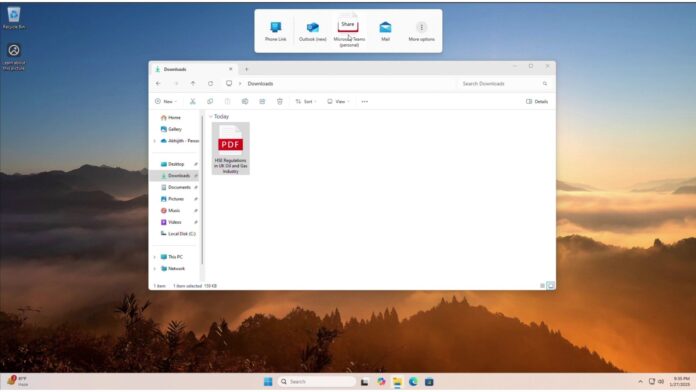 Windows 11 New Drag Tray to Share Files