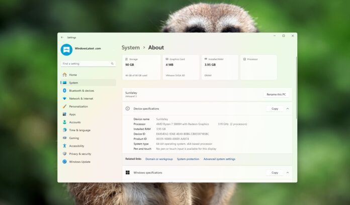 Windows 11 System Settings UI