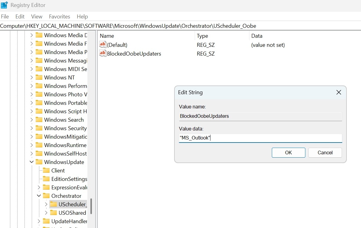 blocking auto install of new outlook app via registry in Windows 11