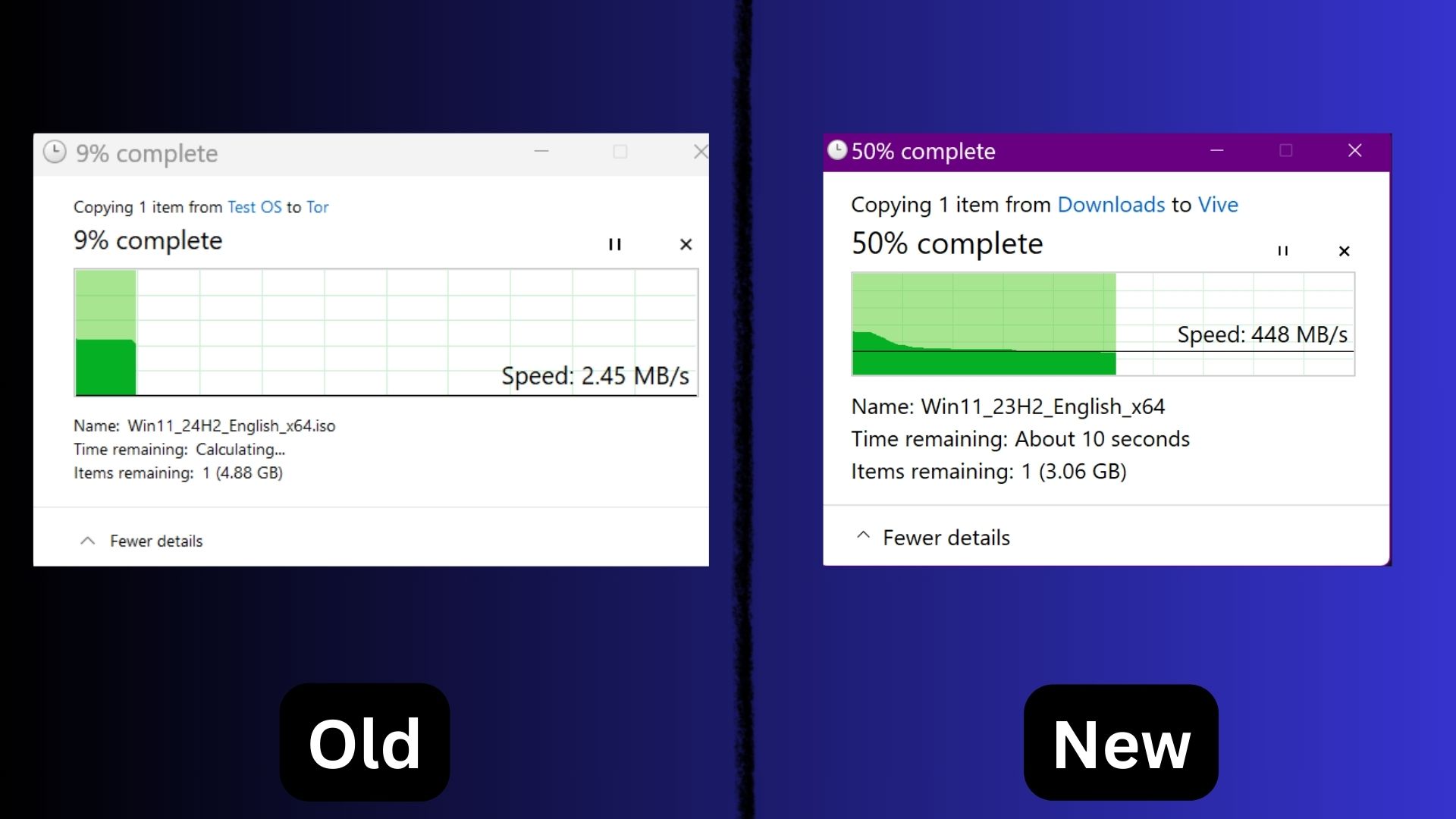 font size difference in stable and Beta insider of Windows 11 24H2 in the file copy dialog