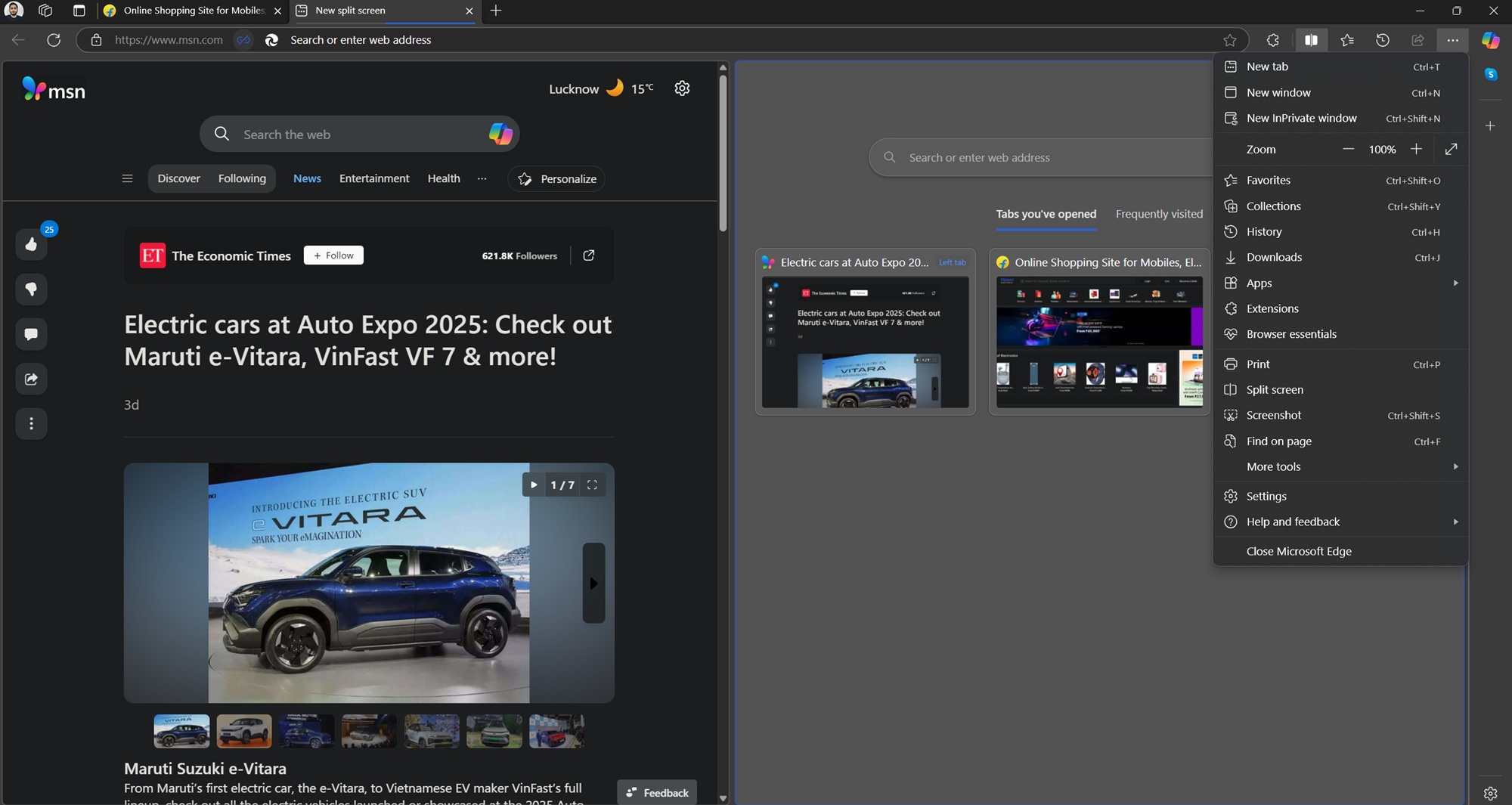 split tabs microsoft edge