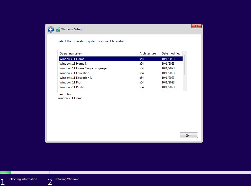 windows 11 23h2 edition selection page