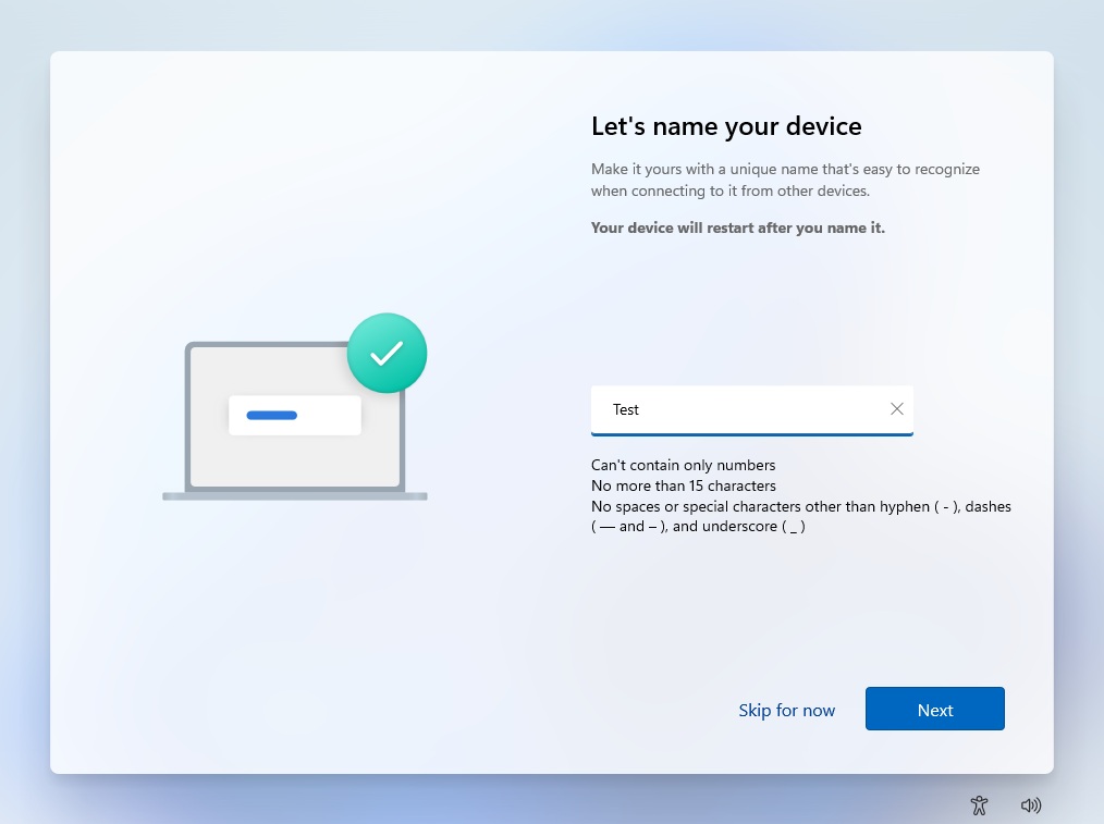 windows 11 23h2 oobe page device name