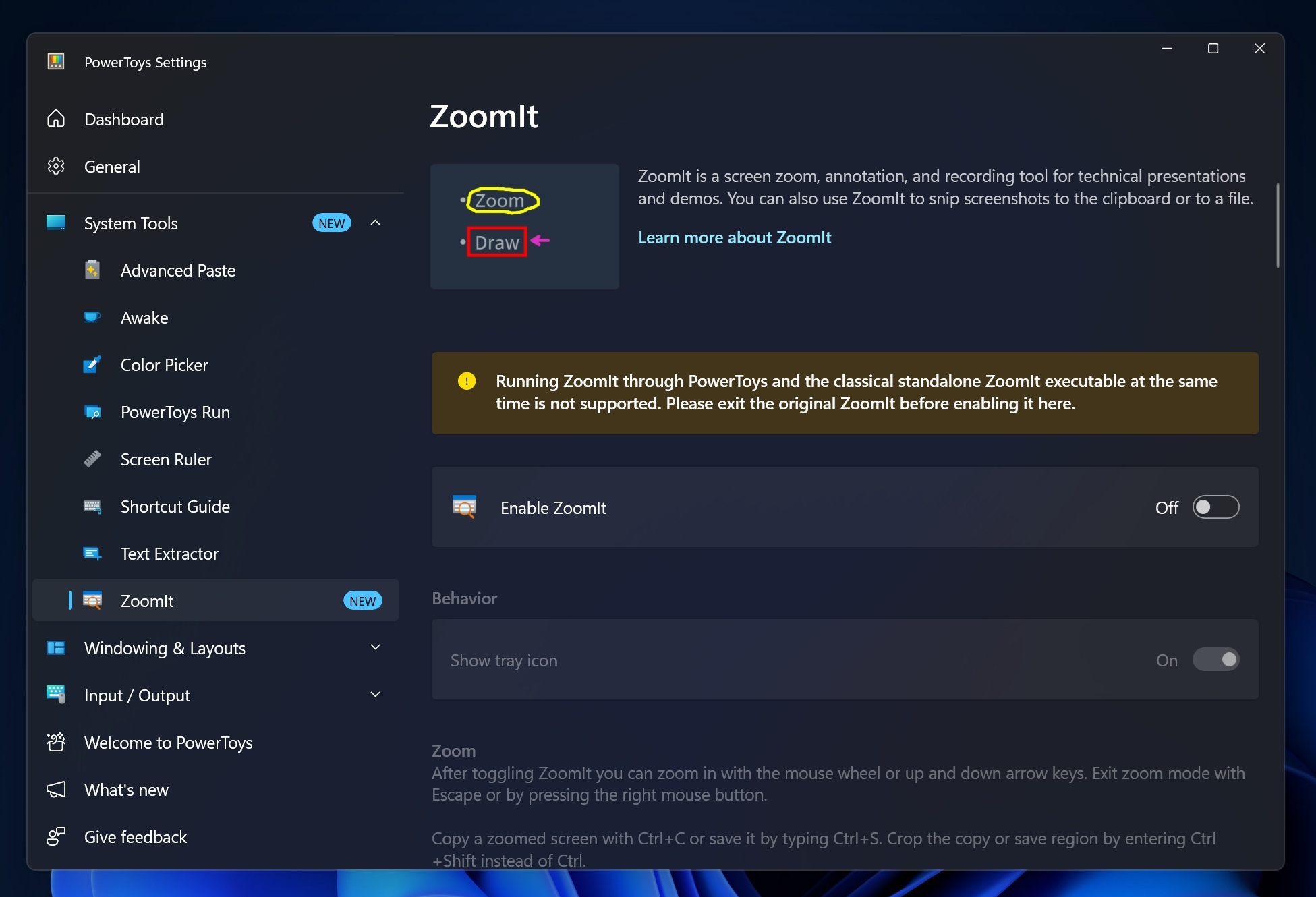 Enable ZoomIt in PowerToys