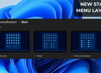 Windows 11 start menu layout