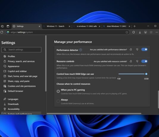 Microsoft Edge RAM limiter