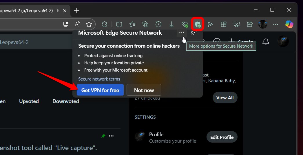 Microsoft Edge browser secure network VPN