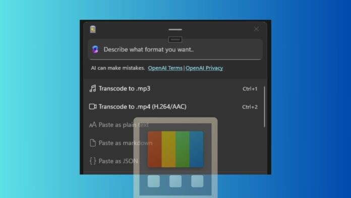 Windows 11 PowerToys transcode feature