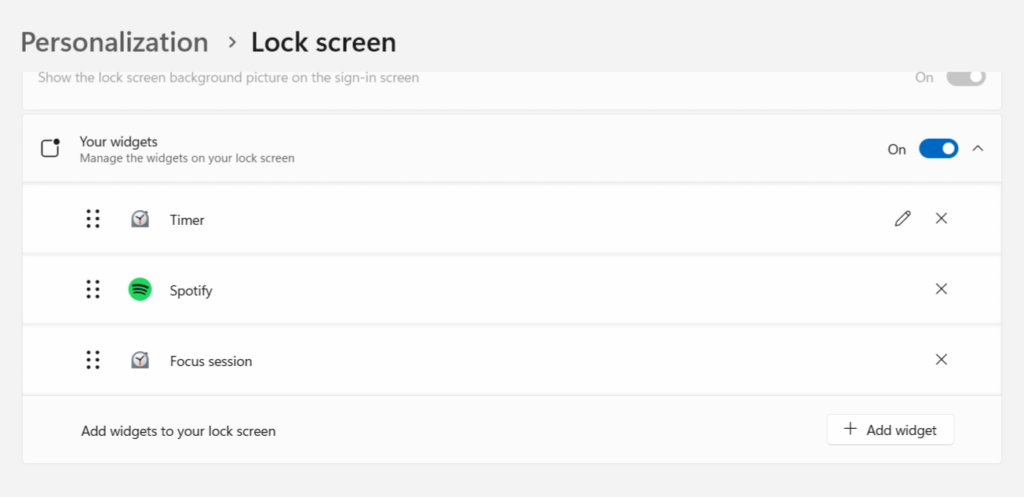 Widgets reorder on lock screen customization page 