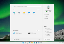 Windows 11 Start menu with Send files button