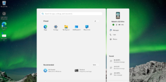 Windows 11 Start menu with Send files button