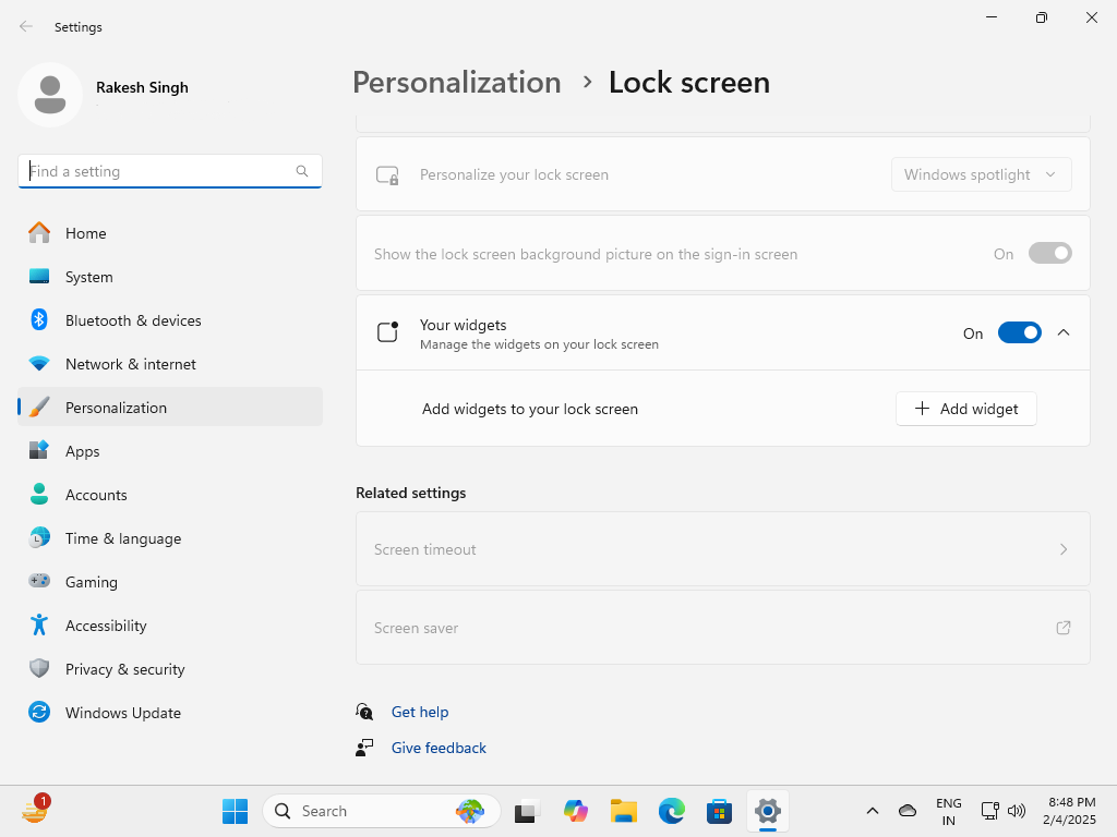 Lock Screen Widgets customization
