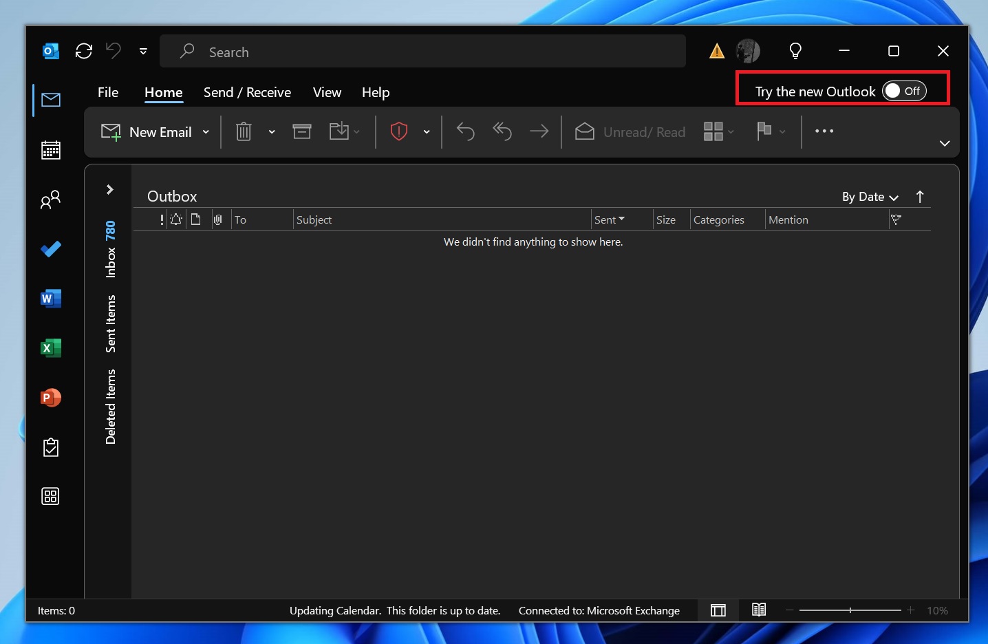 Try the new Outlook toggle