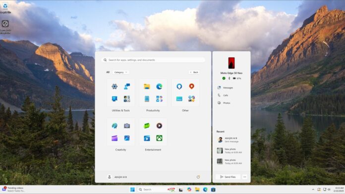 Windows 11 Start menu redesign