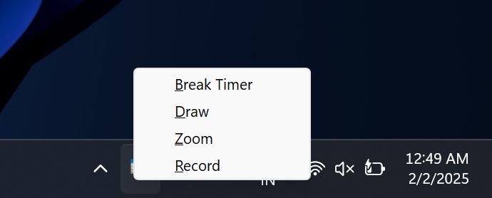 ZoomIt System Tray on Windows 11