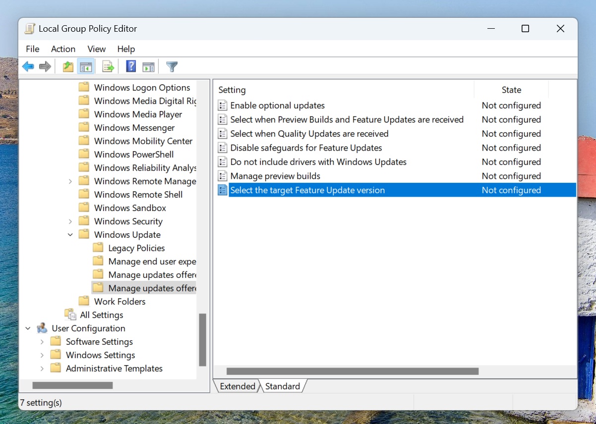 Select the policy to block Windows 11 24H2 installation