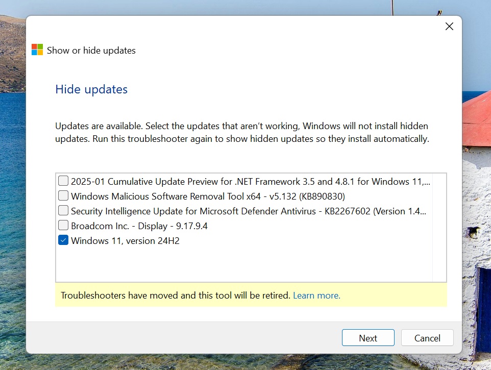 Forcing Windows 11 24H2 to hide