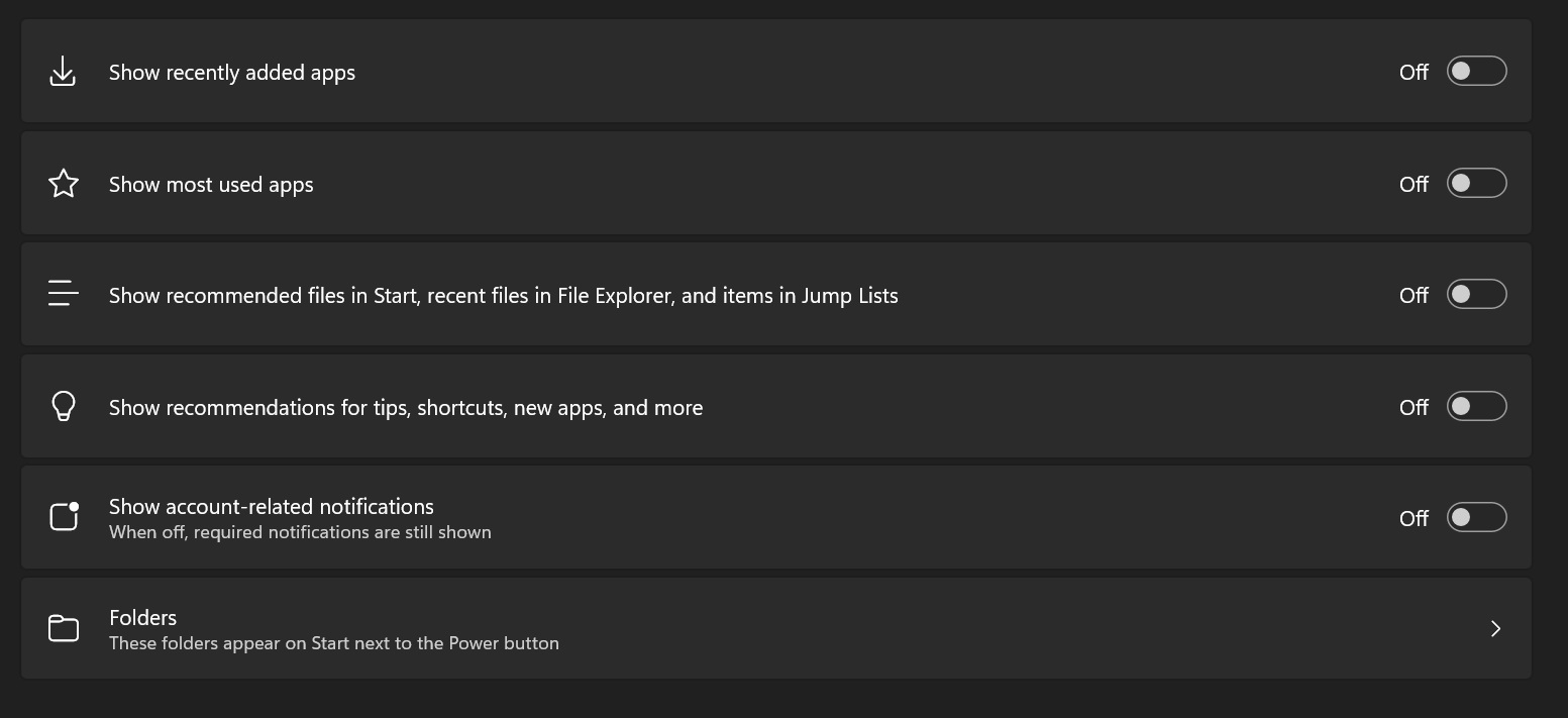 personalization settings start menu