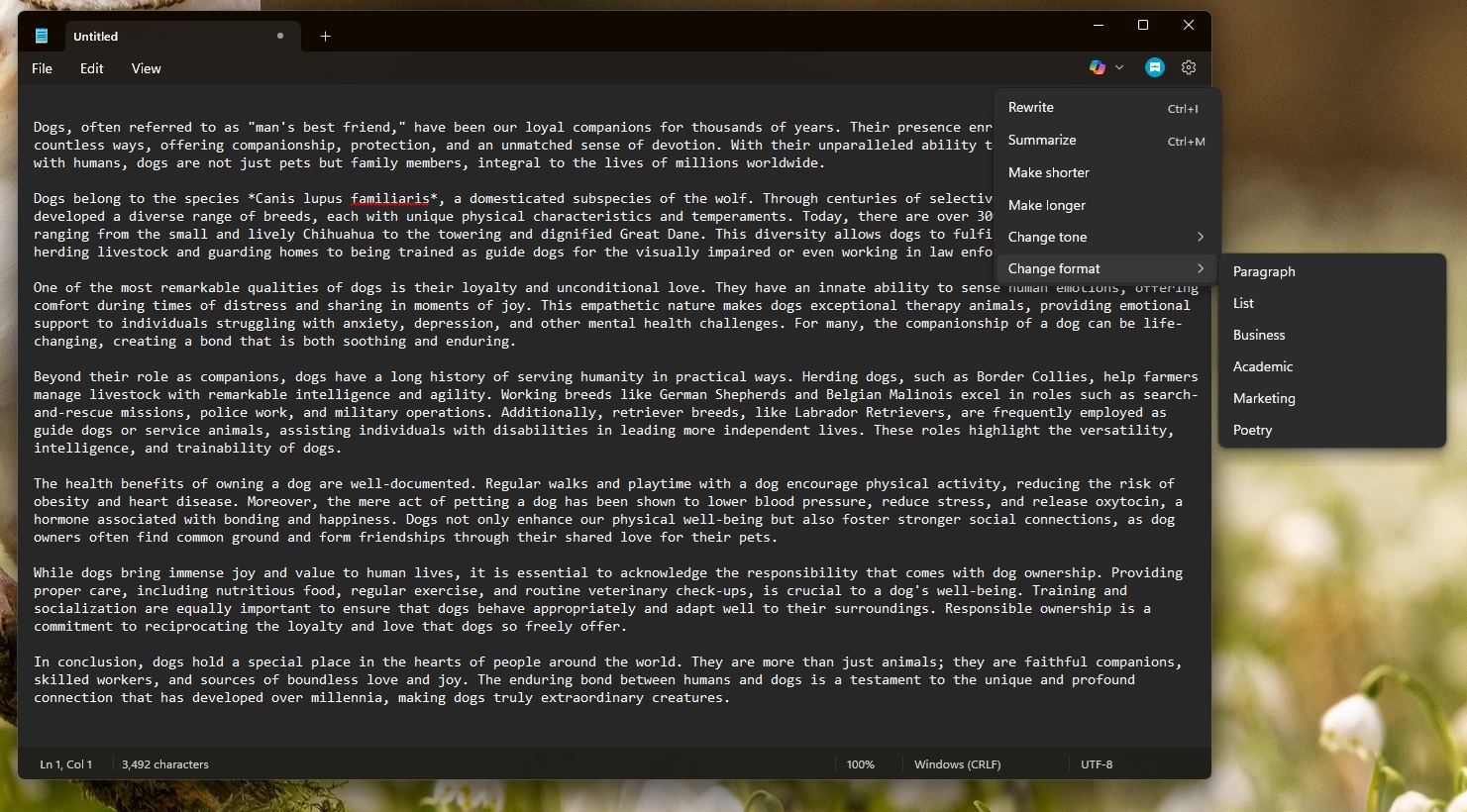 Copilot button in Notepad