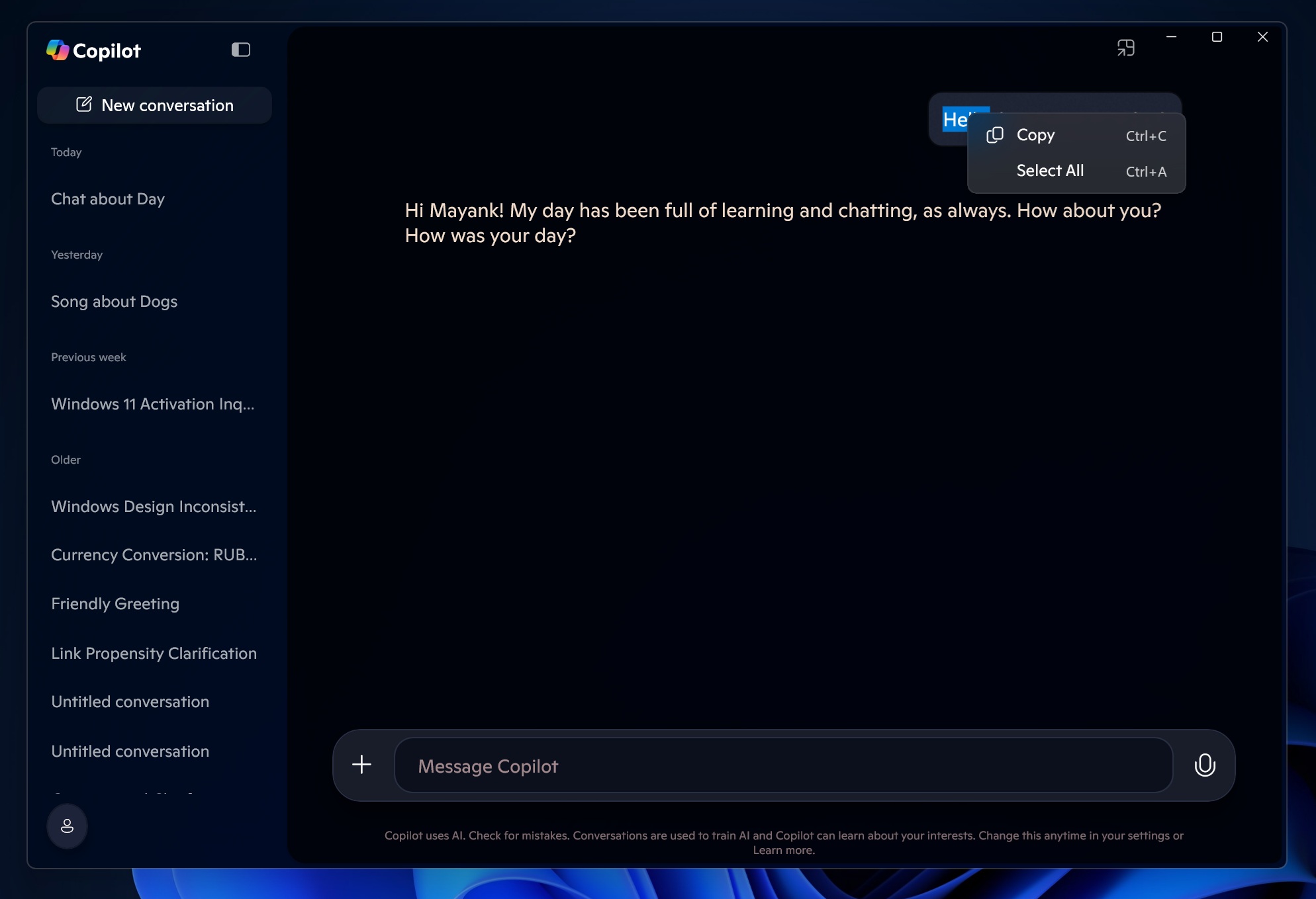 Copilot native app for Windows 11