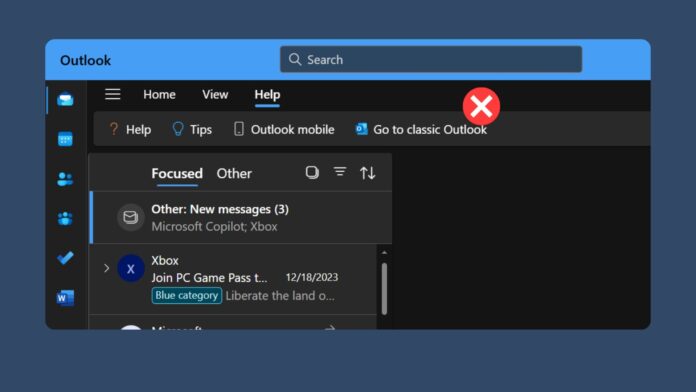 Go back to classic Outlook button doesn’t work, Microsoft offers a resolution