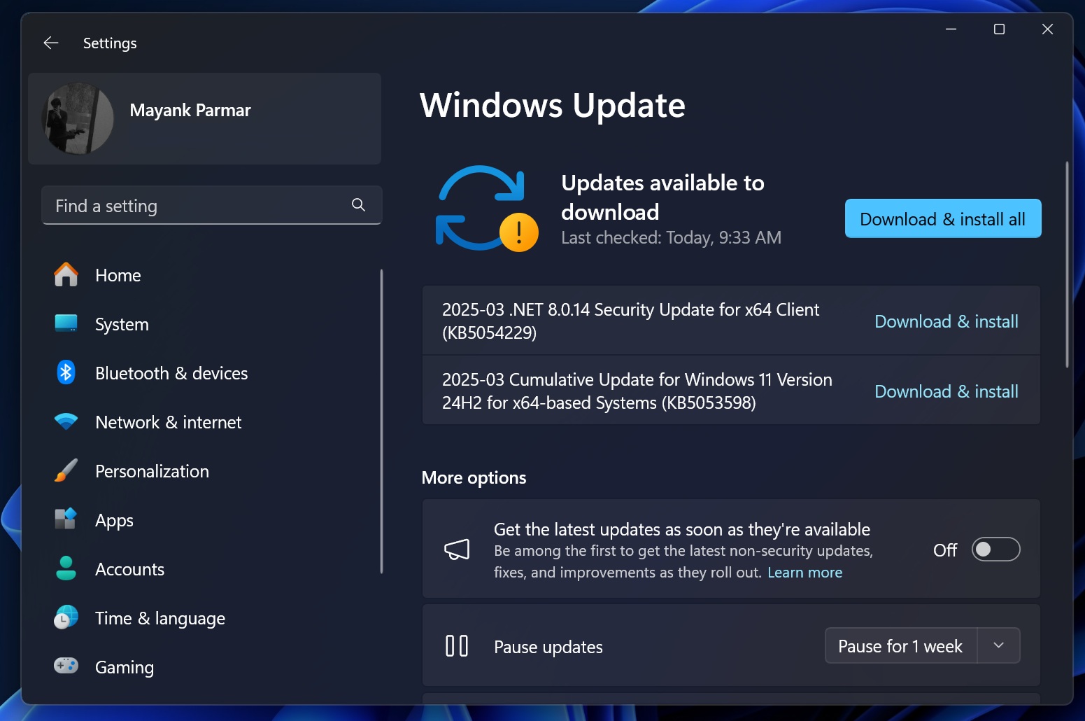 KB5053598 for Windows 11 24H2 update