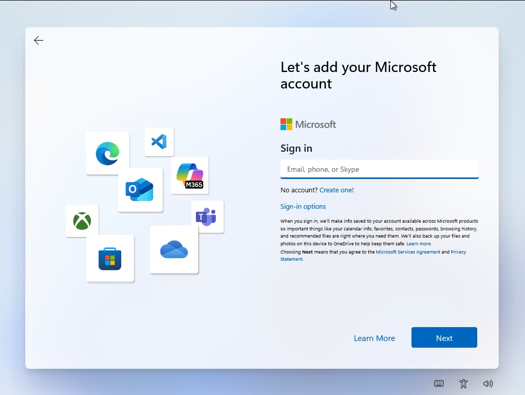 Let's add your Microsoft account