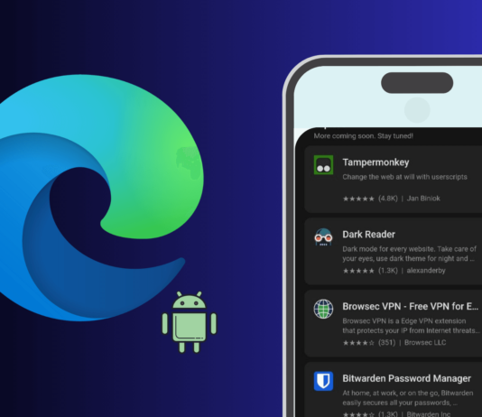 Microsoft Edge Extension Store for Android