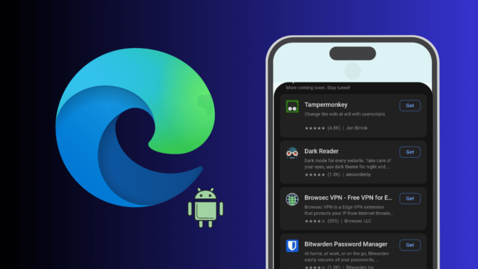 Microsoft Edge Extension Store for Android
