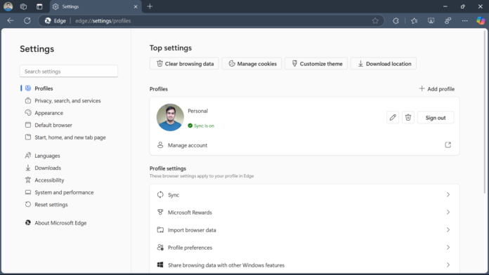 Microsoft Edge new Settings UI