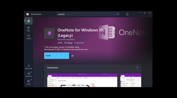 OneNote for Windows 10 legacy