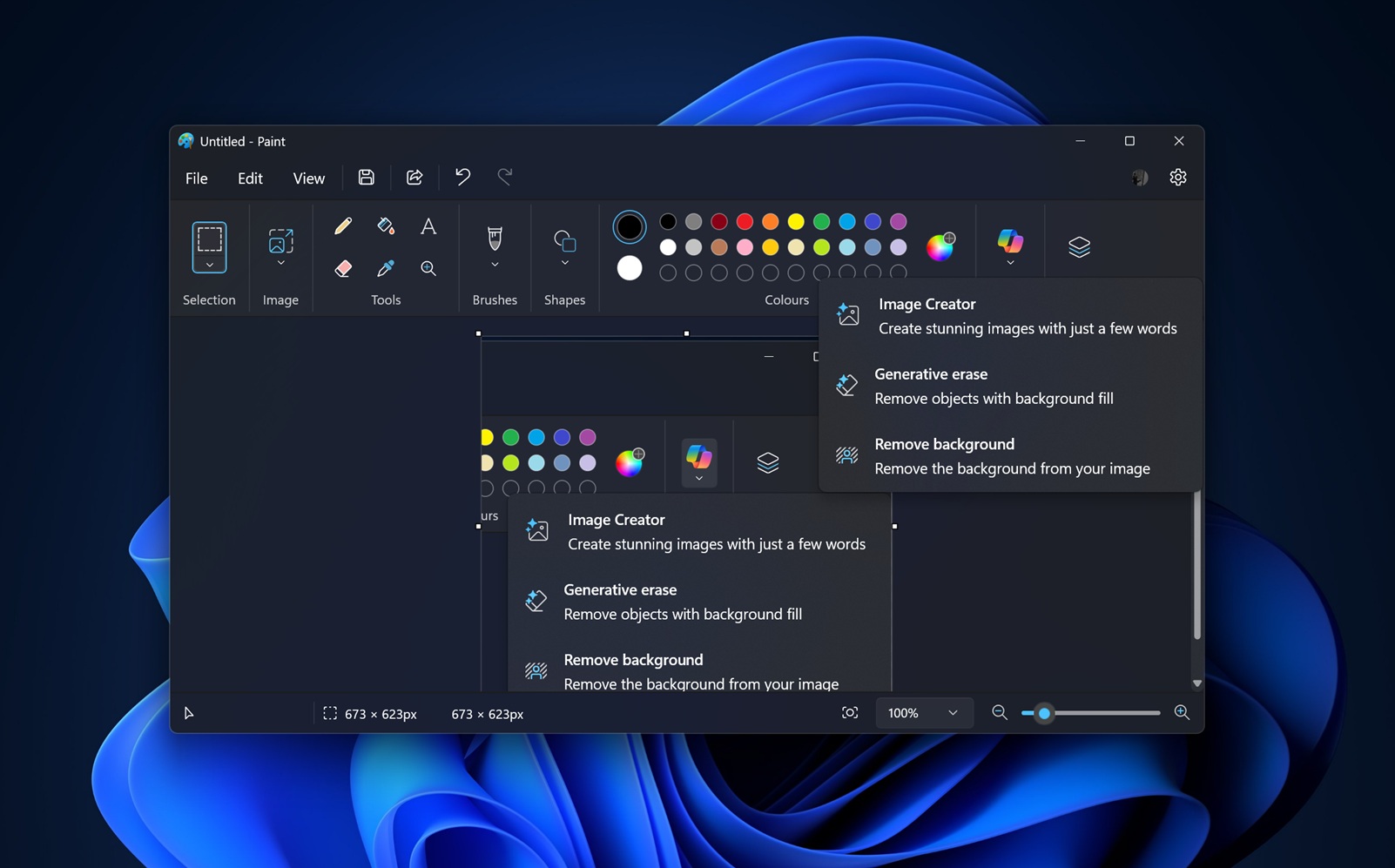 Paint Copilot button on Windows 11