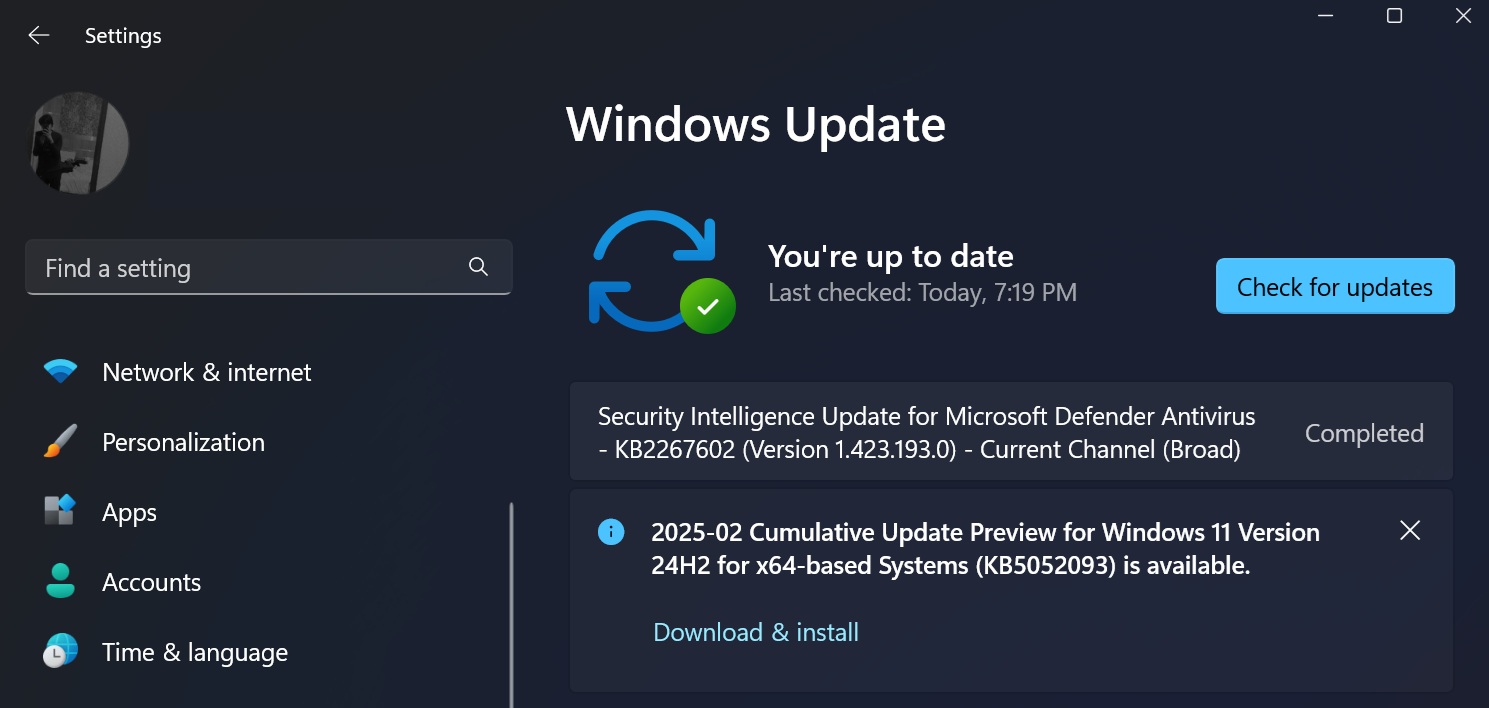 Windows 11 KB5052093 issues
