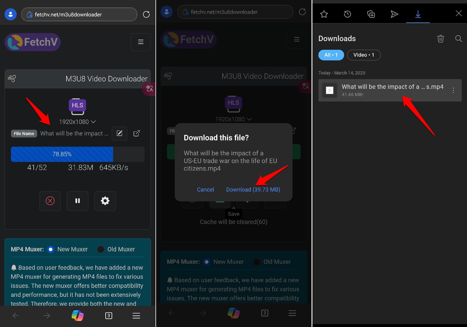 download video on Edge browser android for free