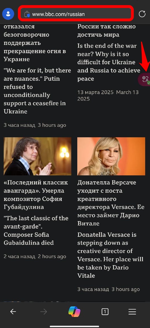how to use translate extension on Edge android