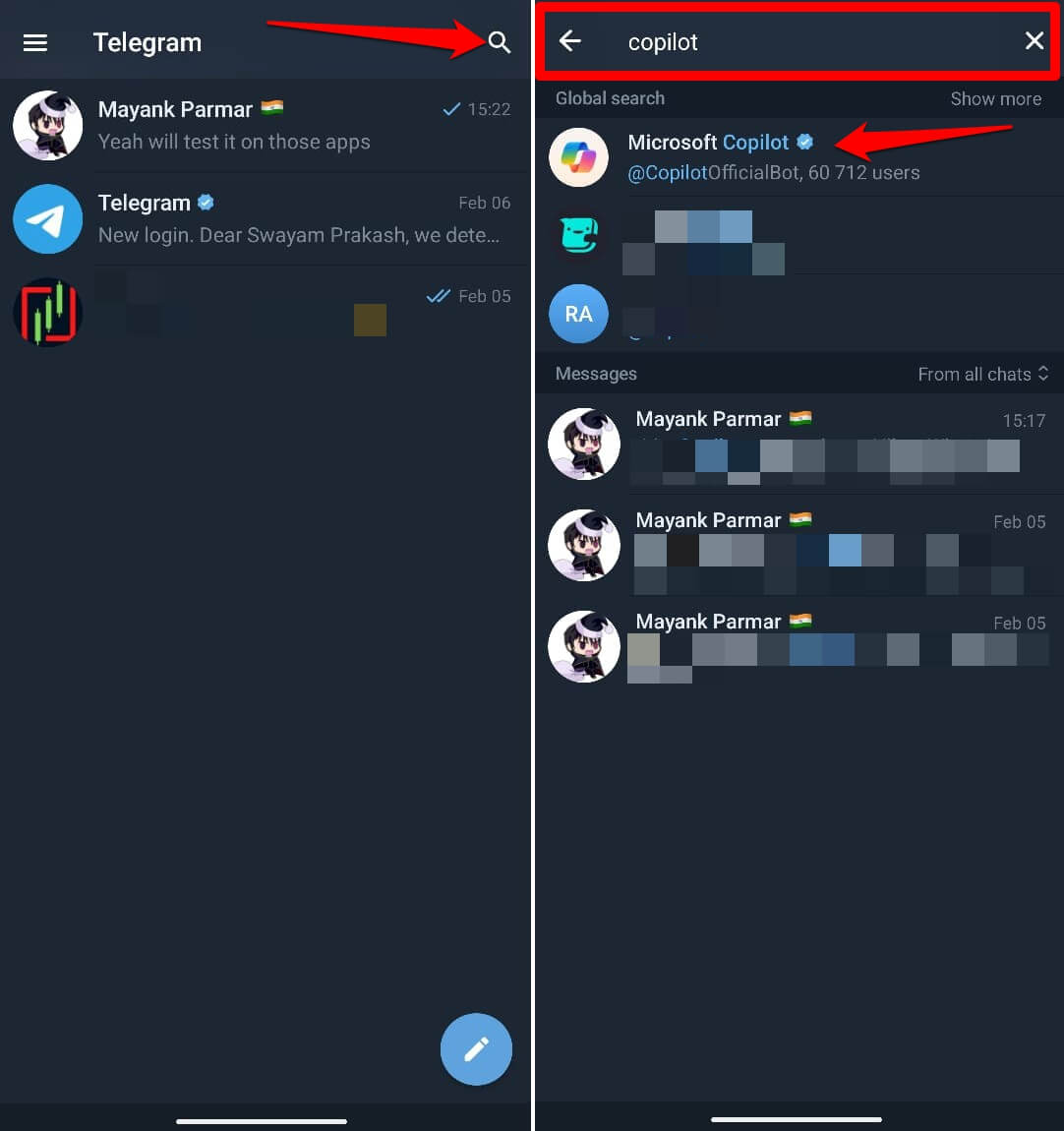 microsoft copilot on Telegram